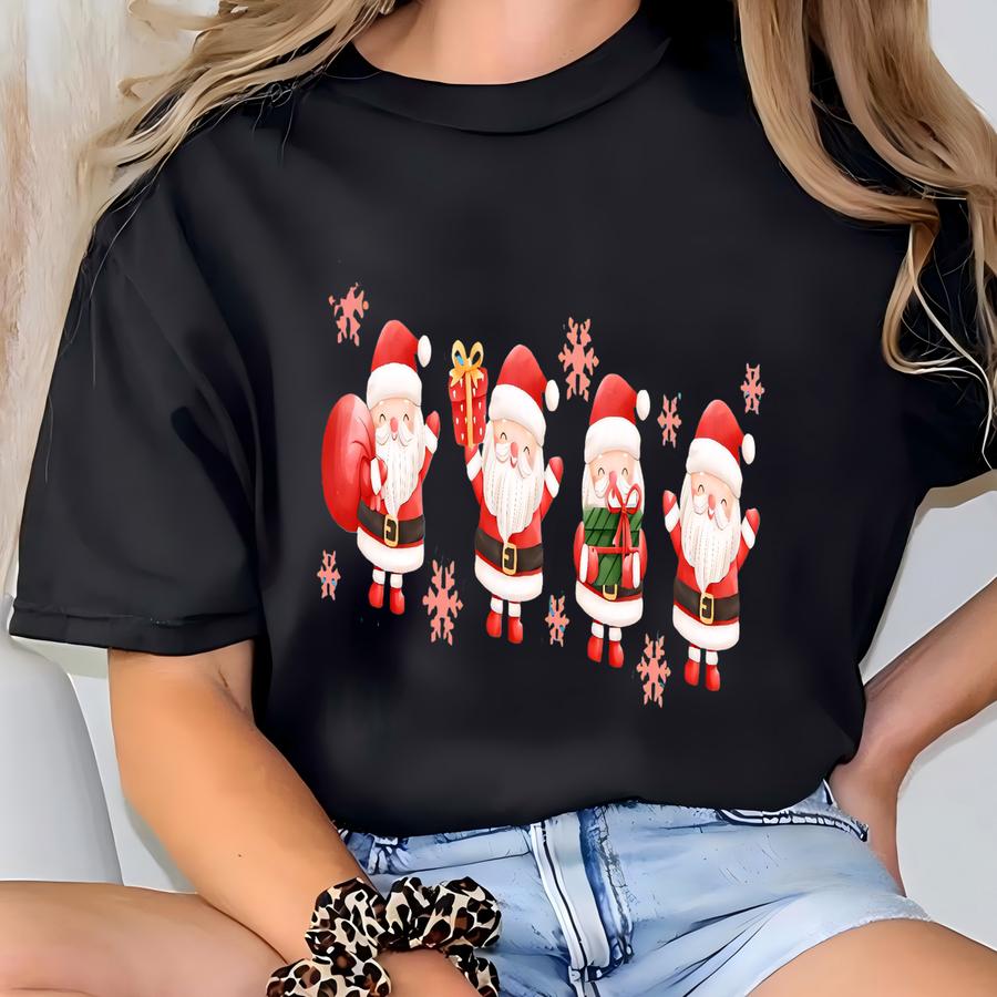 ® Cute Santa Tee ,retro Santa Claus Long Sve Hoodie, Cute Vintage Santa Claus Xmas Tee, Christmas Youth Hoodie T-shirt