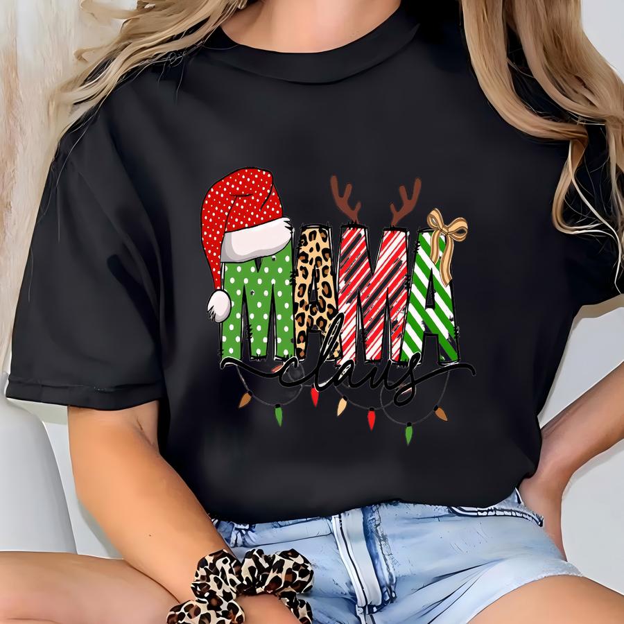 Mama Claus Sweatshirt: Retro Christmas Holiday Style Pullover T-shirt