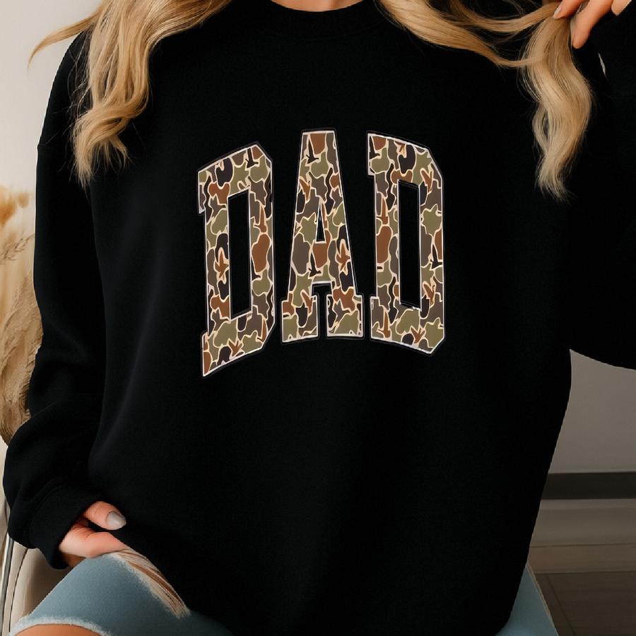 Camouflage Dad Shirt, Dad Sweatshirt, Father's Day Shirt, Gift For Dad, Father's Day Gift, Dad Sweater, Camo Hunting Shirt For Dad Sweatshirt