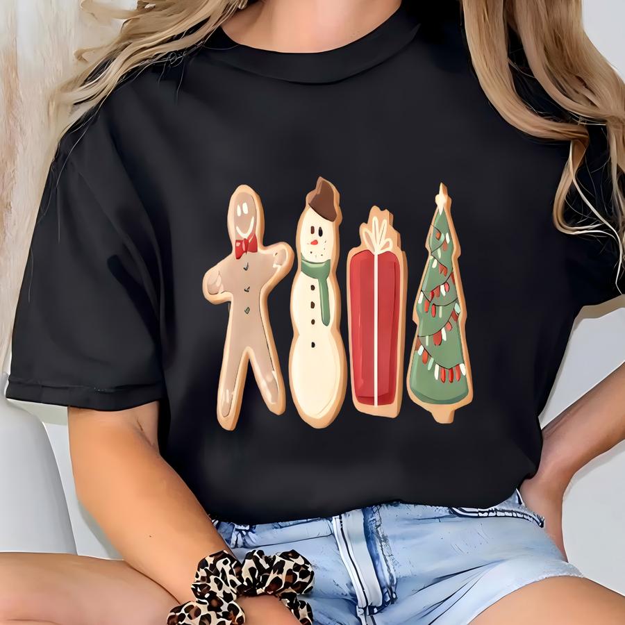 Gingerbread Christmas Long Sve Shirt, Cute Holiday Baking Shirt, Christmas Cookie Baking Shirt, Festive Gingerbread Man Hoodie T-shirt