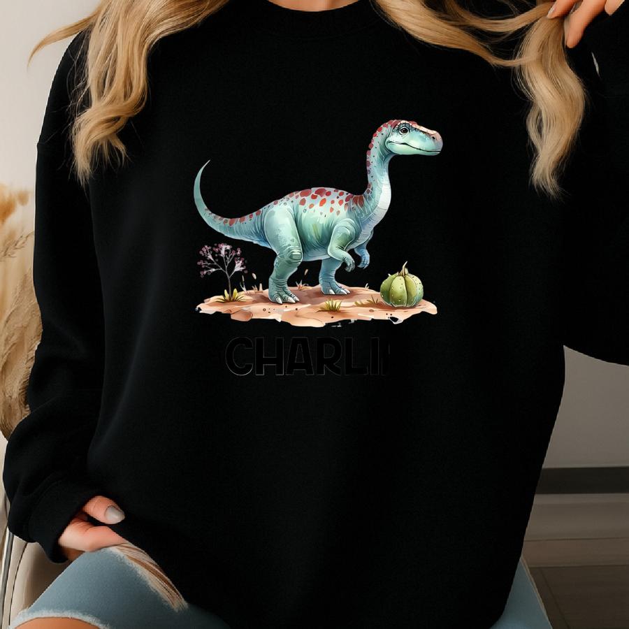 Custom Name Personalized Toddler Shirt, Cute Custom Girls Dinosaur Kids Tee, Dino Lover Shirt, Personalized Name Gift Tee Sweatshirt