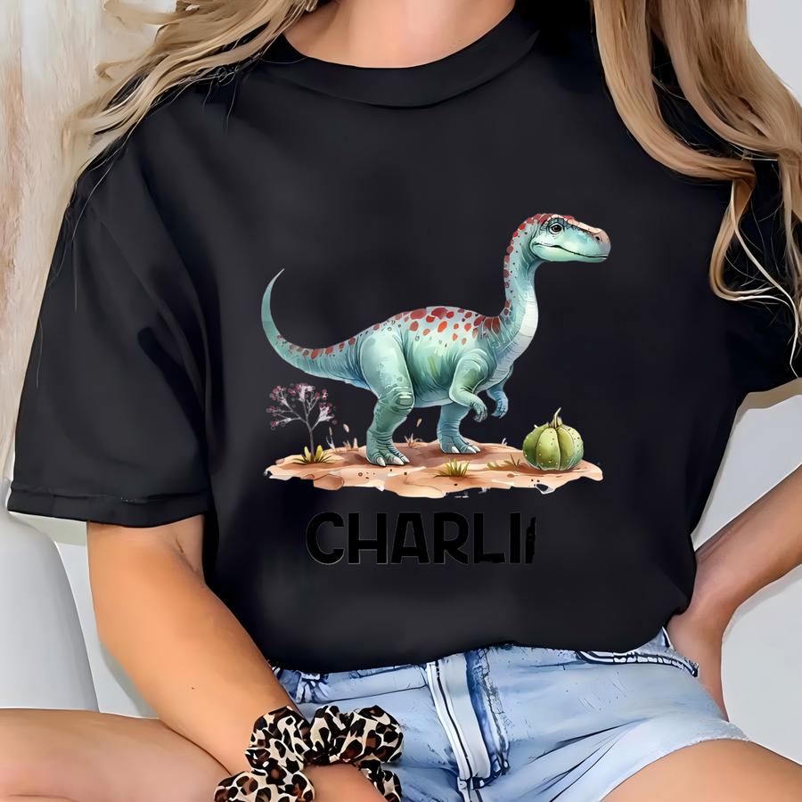 Custom Name Personalized Toddler Shirt, Cute Custom Girls Dinosaur Kids Tee, Dino Lover Shirt, Personalized Name Gift Tee T-shirt