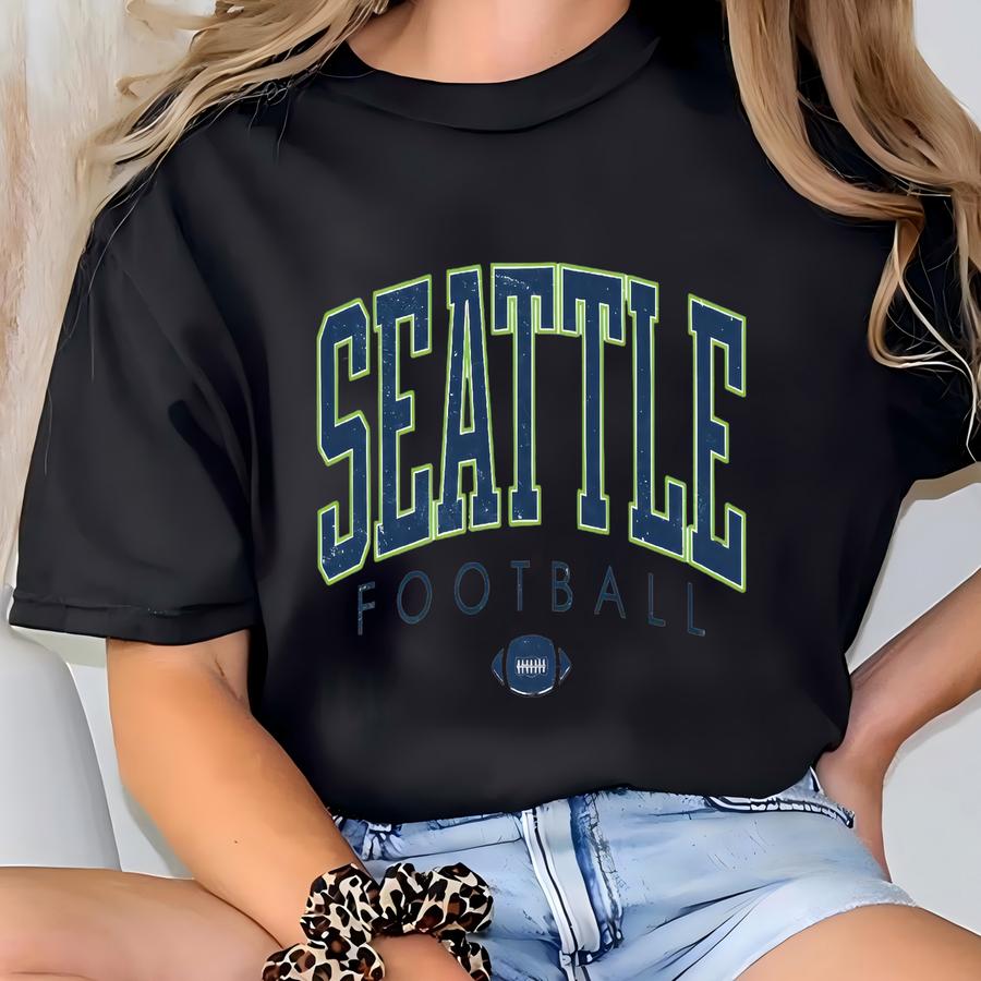 Vintage Seattle Football Crewneck Sweatshirt, Retro Seattle Football Hoodie, Customizable Football Apparel, Gift For Seattle Fan T-shirt