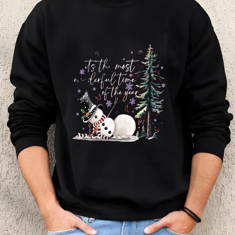 It's The Most Wonderful Time Of The Year Tee, Xmas Party Shirt, Snowman Gift Sweatshirt