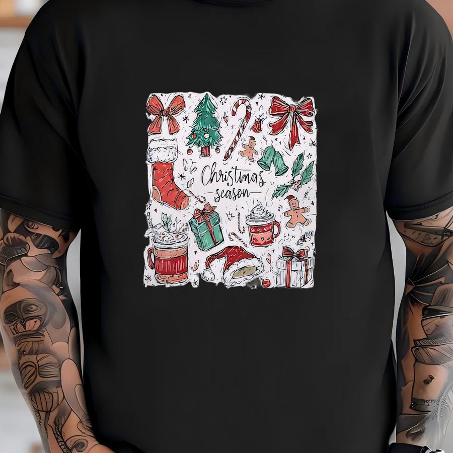Christmas Season Shirt: Xmas Doodle Gift, Coquette Bow Tee T-shirt