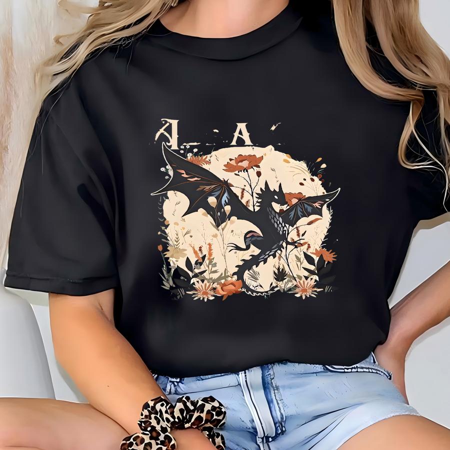 Abraxos Garden Club Sweatshirt, Floral Dragon Hoodie, Fantasy Book Lover Sweater, Bookish Gift For Readers, Whimsical Dragon Sweater. T-shirt