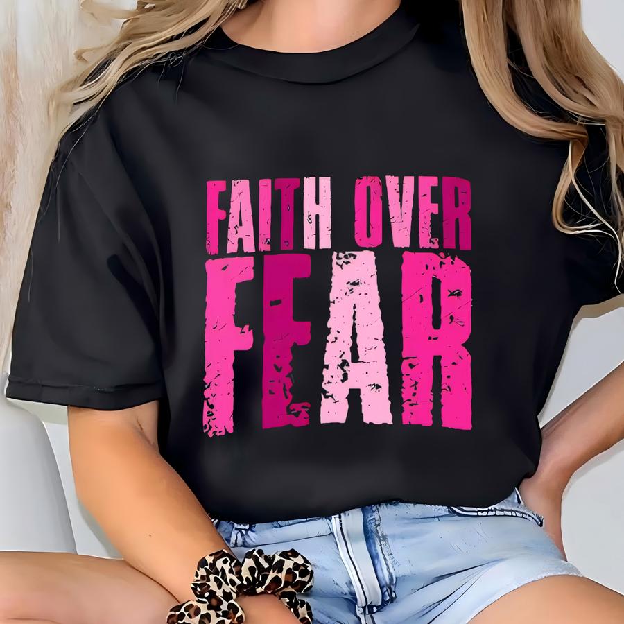 Faith Over Fear Hat | Inspirational Trucker Hat | Breast Cancer Awareness Hat | Pink Faith Hat | Christian Gift | Mesh Cap T-shirt