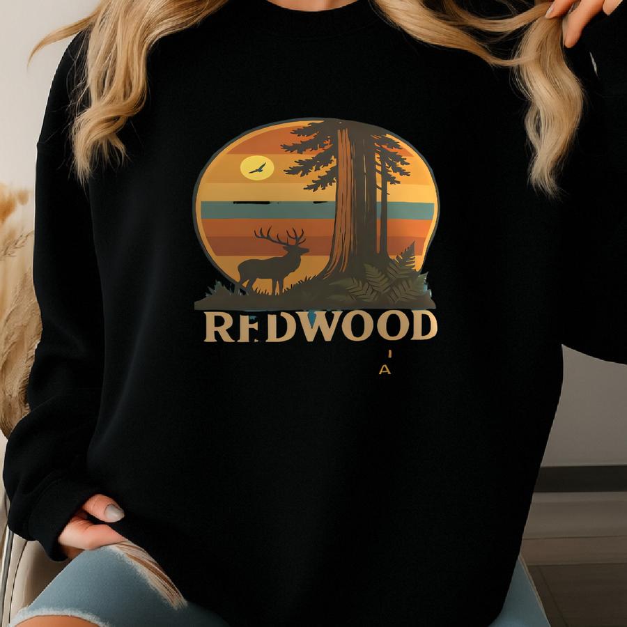 Retro Redwood National Park Shirt, California Forest Tree Tee, Vintage Hiker Souvenir Sweatshirt Hoodie Sweatshirt