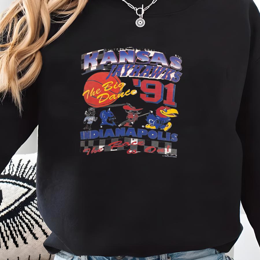 Vintage Kansas Jayhawks Ncaa Basketball 1991 Final Four The Big Dance Tee Sz Xl Sweatshirt