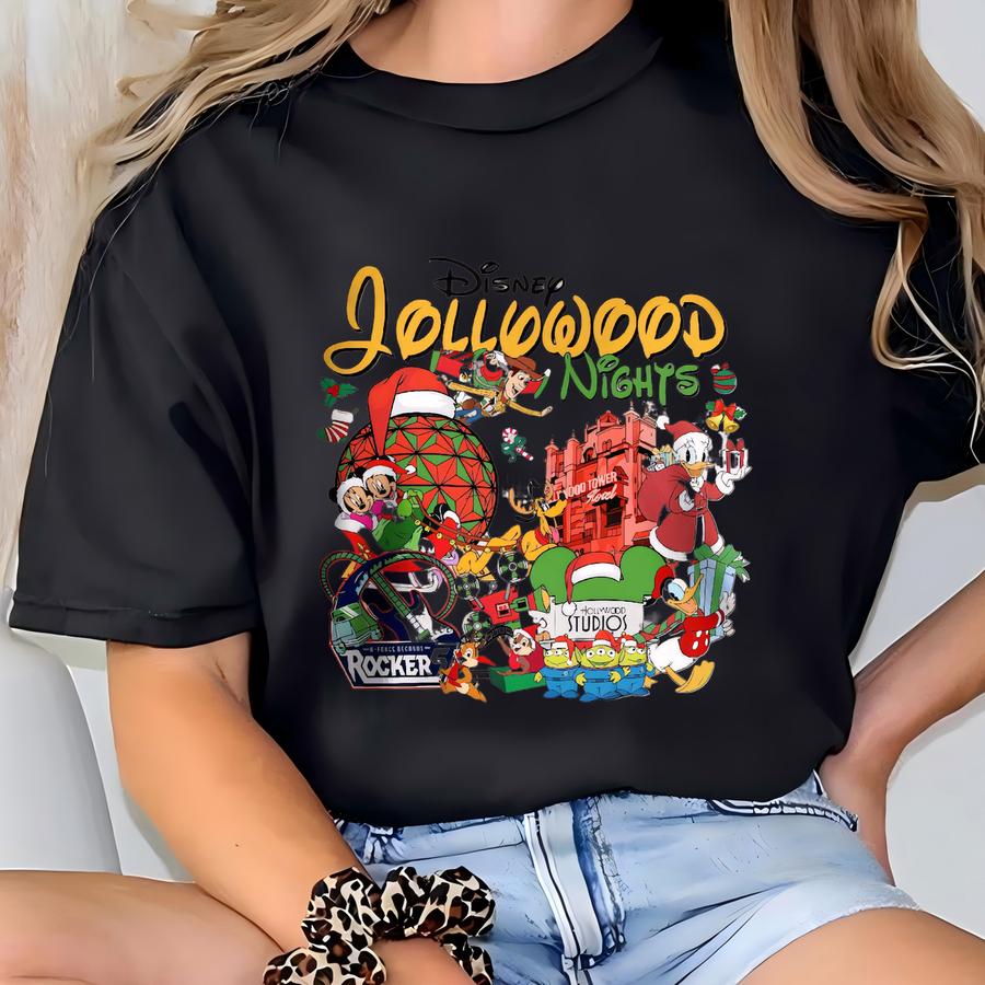 Friends Jollywood Nights 2025 Sweatshirt, Hollywood Studios Xmas Shirt, Xmas Holiday Family Shirt T-shirt