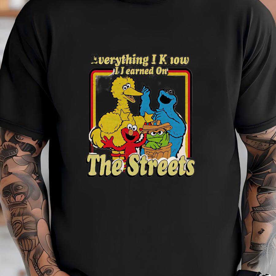 Everyhing I Know I Learned On The Street Inspired Hoodie: Retro 90s Cartoon Graphic Tee T-shirt