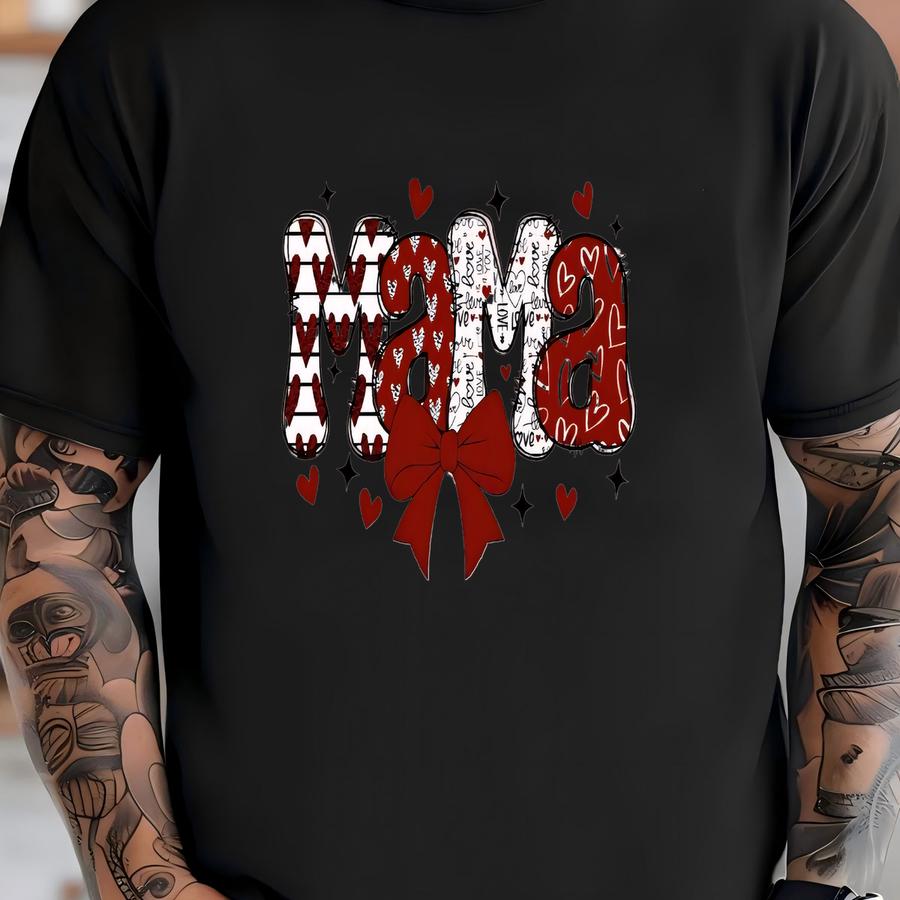 Mama Valentines Day Shirt, Mama Heart Shirt, Valentines Day Shirts For Mama, Valentines Day Hoodie, Red Heart Shirt, Cute Valentine Hoodie T-shirt