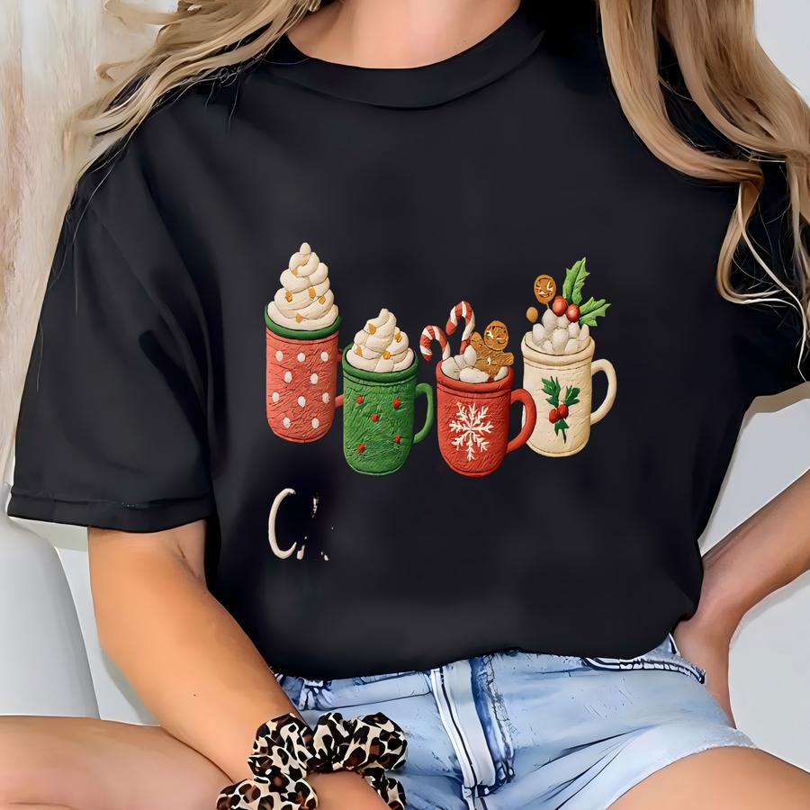 Gingerbread Christmas Coffee Latte Sweatshirt, Coffee Lover Gift, Holiday Sweater, Womens Holiday Sweatshirt, Christmas Shirt T-shirt