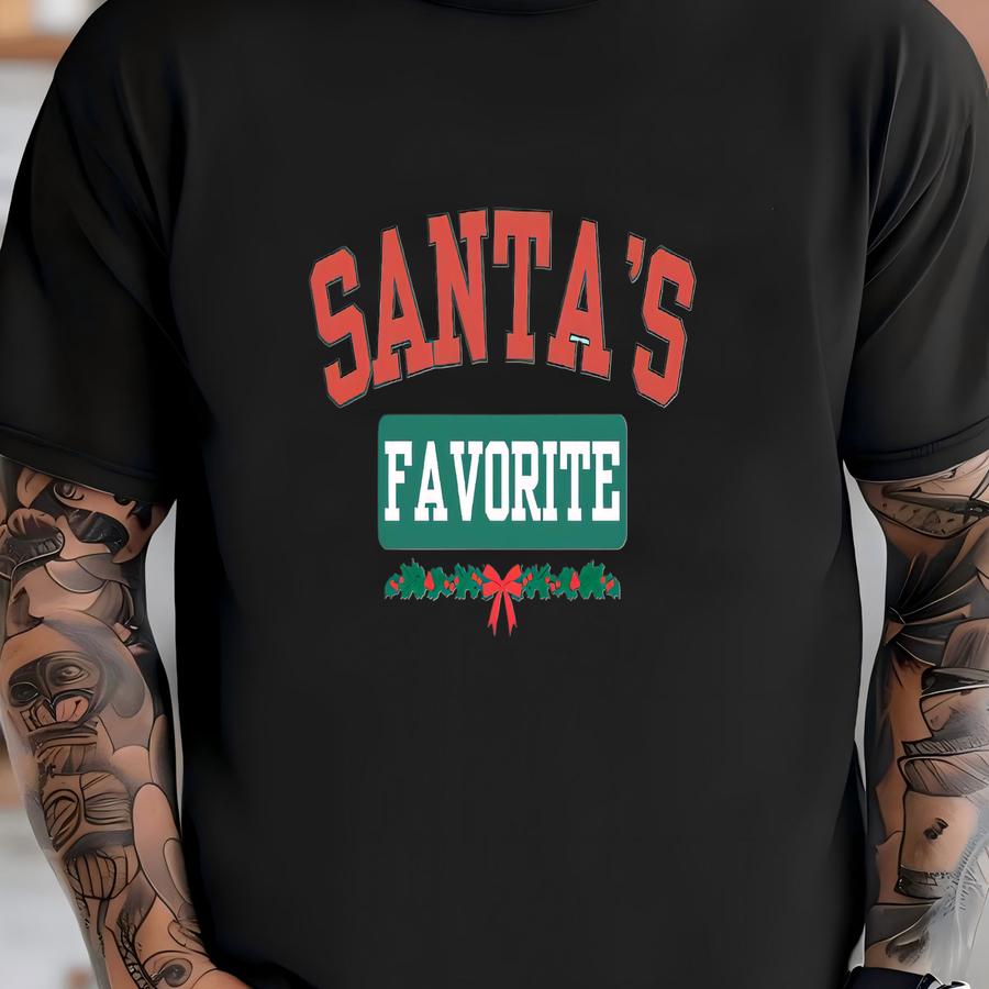 Santa's Favorite Sweatshirt, Funny Christmas Hoodie, Cozy Holiday Crewneck, Festive Winter Pullover, Xmas Gift For Her Him, Unisex Sweater T-shirt