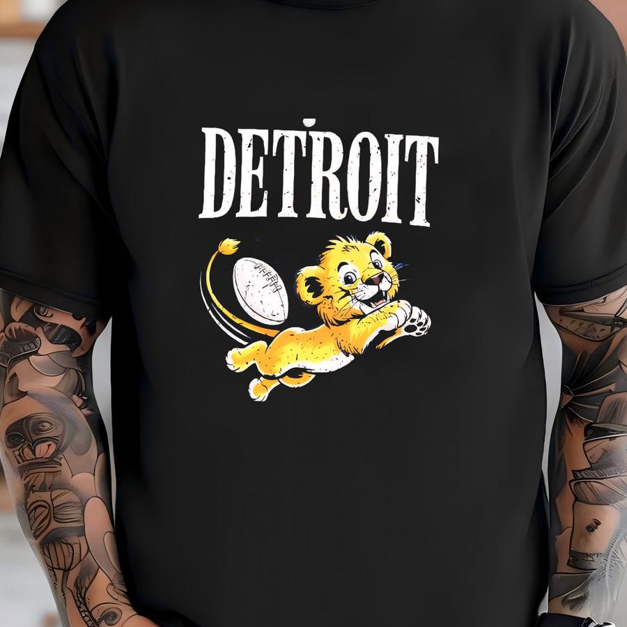 Detroit Football Cute Cartoon Mascot Shirt, Detroit Football Retro Unisex Hoodie, Football Gameday Shirt, Halloween Gifts T-shirt