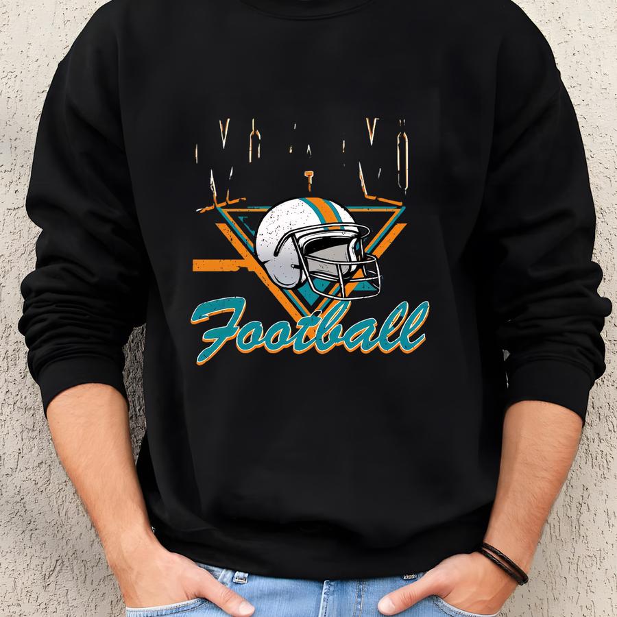 Miami Football Unisex Sweatshirt, Miami Football Women Shirt, Vintage Style Miami Football Gift , American Football Fan, Mascot Game Day Tee Sweatshirt
