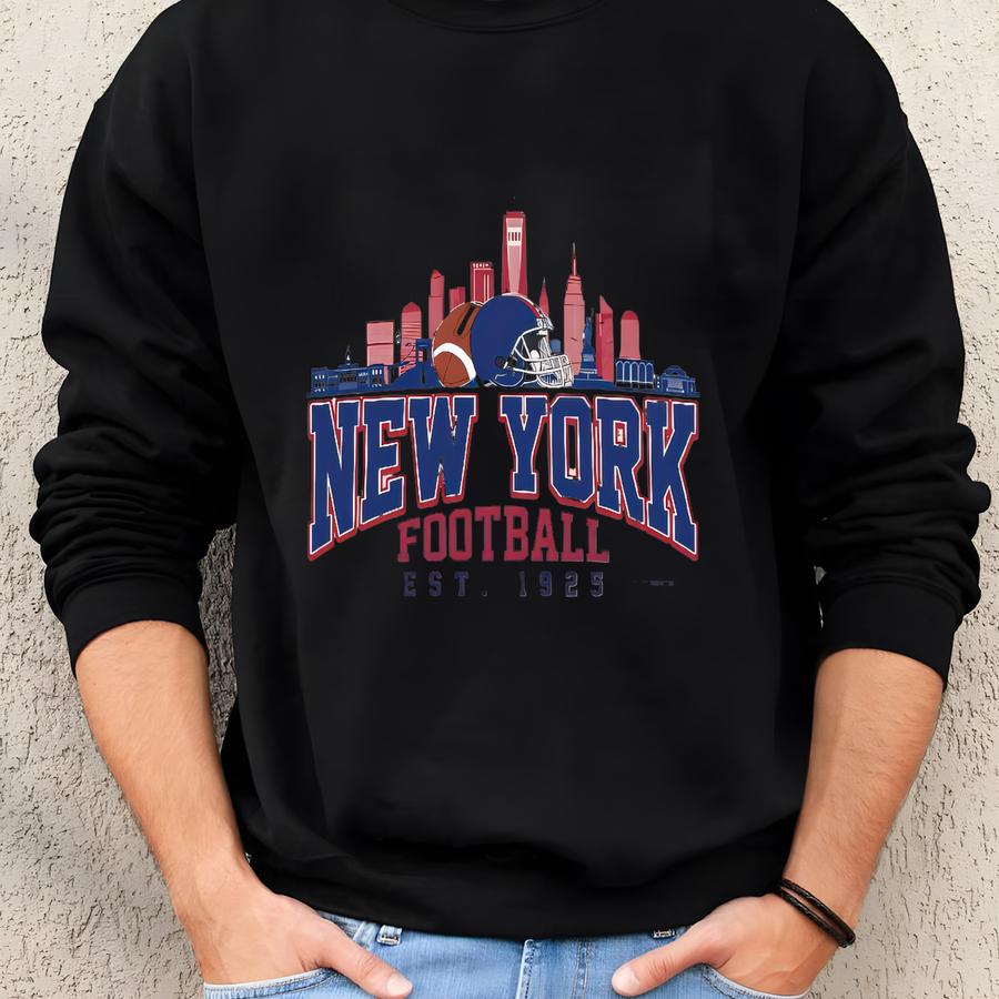 Vintage Style New York Football Unisex Sweatshirt, New York Football Fan Gift, Sunday Football Gift, Mascot Game Day Tee Sweatshirt