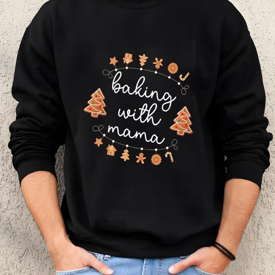 Baking With Mama Christmas Apron, Gingerbread Cookie Baking Apron, Holiday Kitchen Chef Gift, Mommy Me Cooking Gift, A006 Sweatshirt