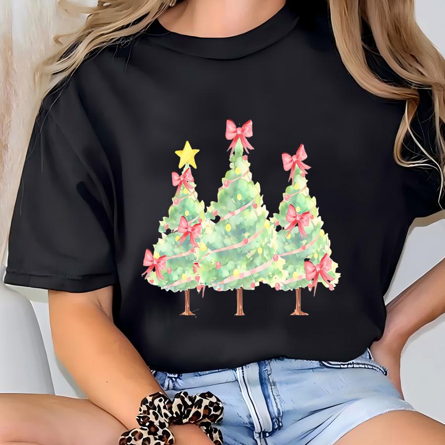 Christmas Tree Bow Sweatshirt, Christmas Sweatshirt For Women, Christmas Tree Crewneck, Christmas Coquette Christmas Hoodie, Xmas Gift T-shirt