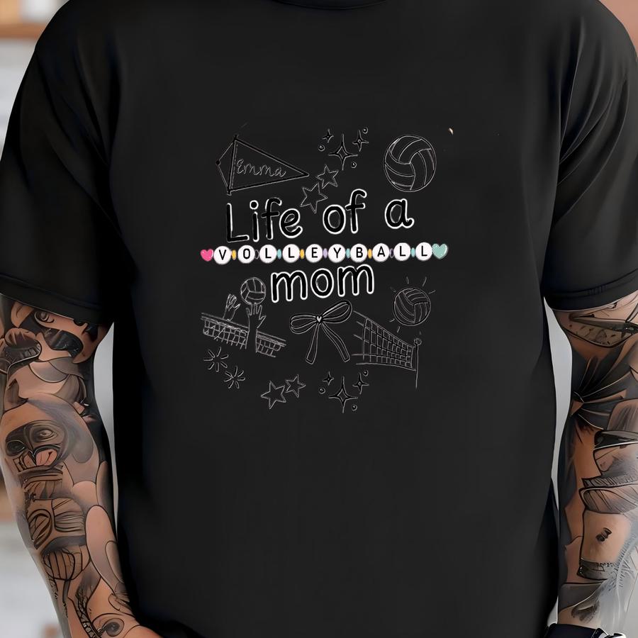 Coquette Life Of A Volleyball Mom Shirt Tournament Day Tee Bump Set Spike Mama Hoodie Custom Name V-ball Nana Gift Libero Matching Tees T-shirt