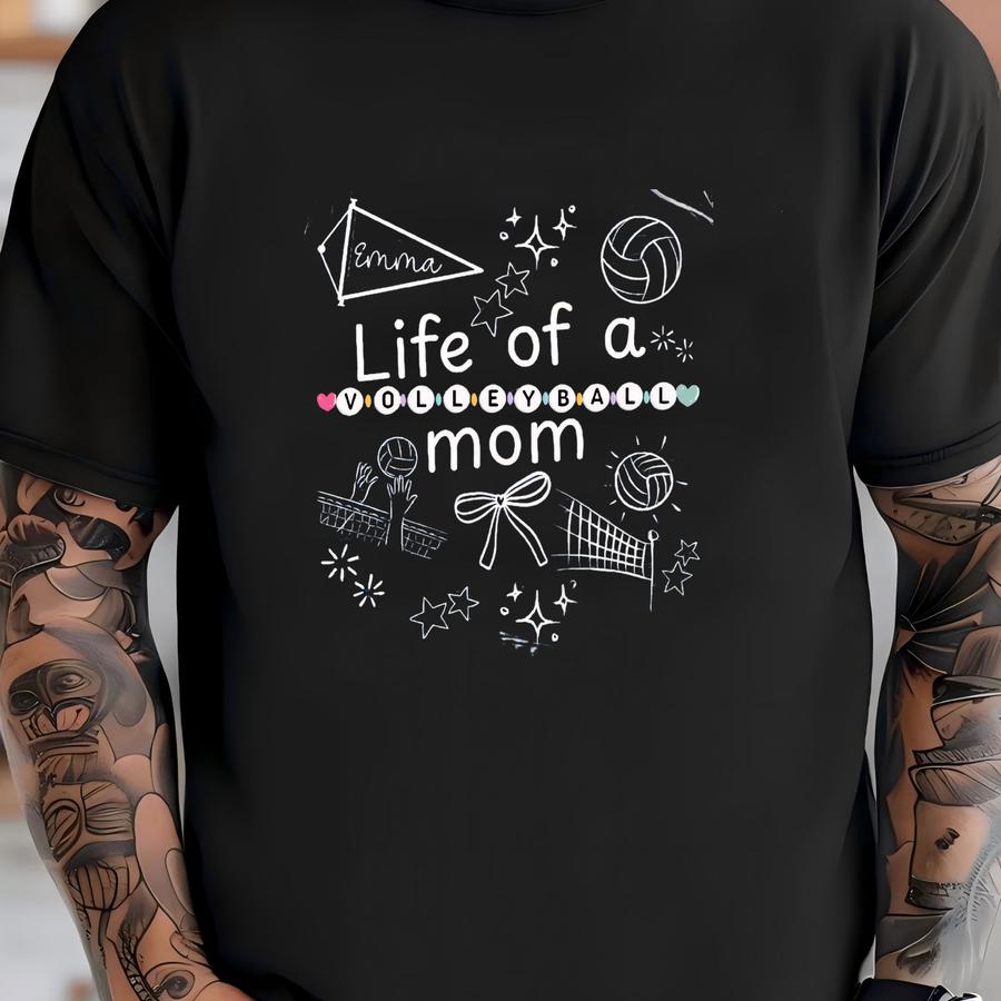 Coquette Life Of A Volleyball Mom Shirt Tournament Day Tee Bump Set Spike Mama Hoodie Custom Name V-ball Nana Gift Libero Matching Tees T-shirt