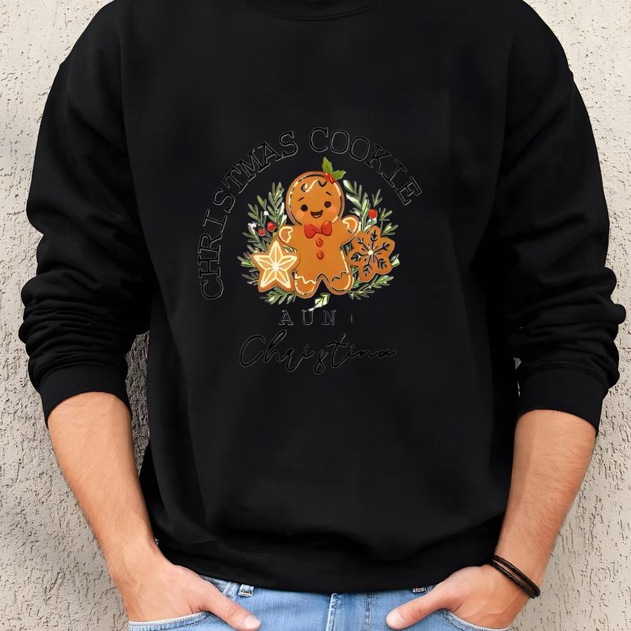 Custom Name Christmas Cookie Crew Apron For Aunt, Gingerbread Baking Apron With Pockets, Kitchen Gift For Aunt Mom Grandma, A013 Sweatshirt Custom Name Christmas Cookie Crew Apron For Aunt, Gingerbread Baking Apron With Pockets, Kitchen Gift For Aunt Mom Grandma, A013 Sweatshirt