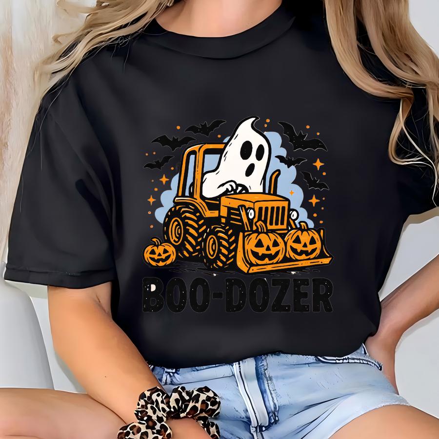 Boo-dozer Toddler Graphic Shirt,funny Halloween Construction Shirt, Cute Bulldozer Halloween Shirt For Boys, Boy Halloween Shirt Gift T-shirt