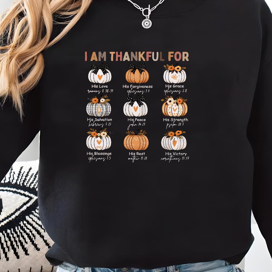 Thankful Pumpkin Fall Sweatshirt - Cozy Thanksgiving Sweatshirt - Pumpkin Tee - Bible Verse Thanksgiving Sweatshirt Sweatshirt
