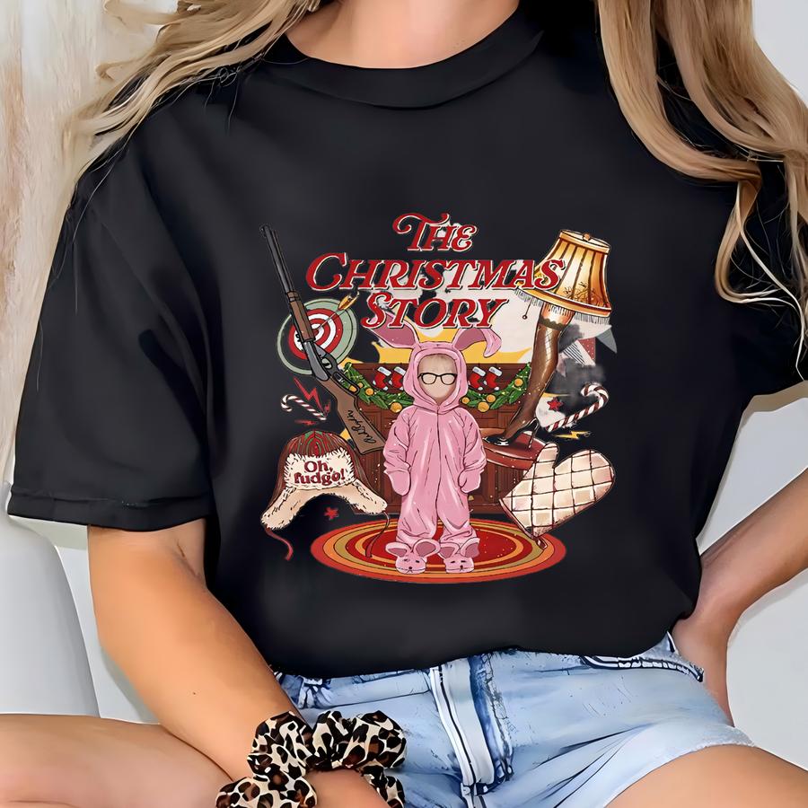 A Christmas Story Sweatshirt, Retro Christmas 90’s Movie Sweatshirt, Leg Lamp Christmas Sweatshirt, Oh Fudge Sweater, Christmas Characters T-shirt