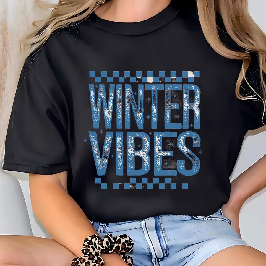 Winter Vibes Sweatshirt, Winter Season Hoodie, Winter Sweatshirt, Snowman Hoodie, Holiday Sweatshirt, Snowflakes Sweatshirt, Winter Gift T-shirt