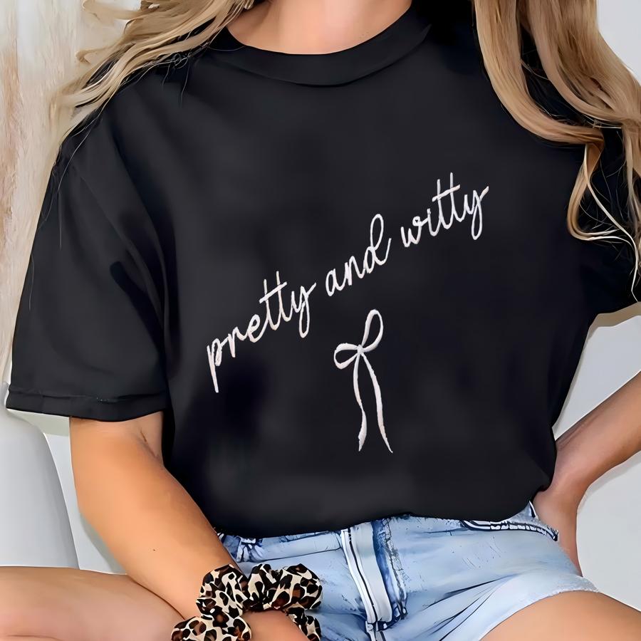 Pretty And Witty Sweatshirt, Autumn Sweatshirt, Show Girl Vibe, Honey Coquette Bow Sweatshirt, Keep It Girl Boss Shirt T-shirt