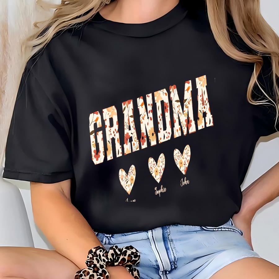 Custom Grandma Heart Sve Shirt - Personalized Parent Tee, Nana, Mama Shirt T-shirt