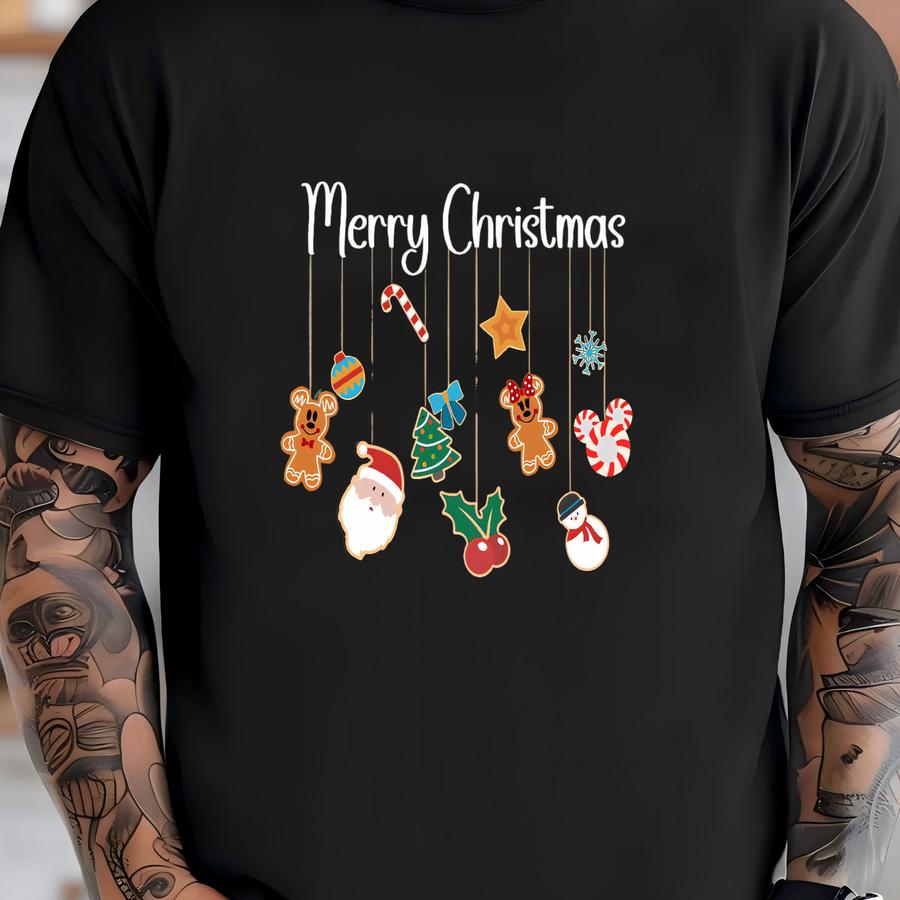 Christmas Cookie Sweatshirt, Cozy Holiday Hoodie With Hanging Ornament Design T-shirt