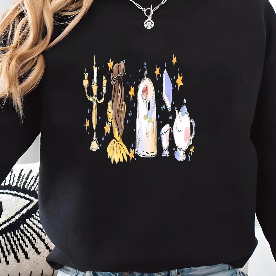 Watercolor Belle Princess T-shirt, Beauty And The Beast Tee Sweatshirt