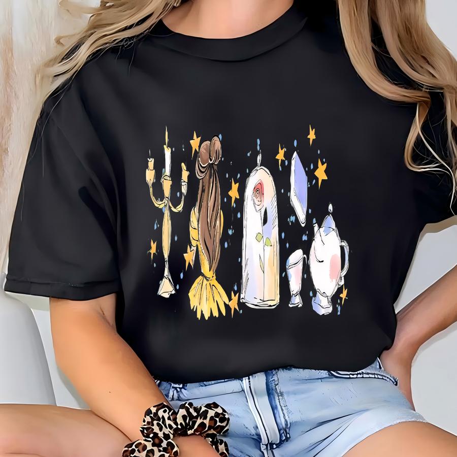 Watercolor Belle Princess Hoodie, Beauty And The Beast Tee T-shirt