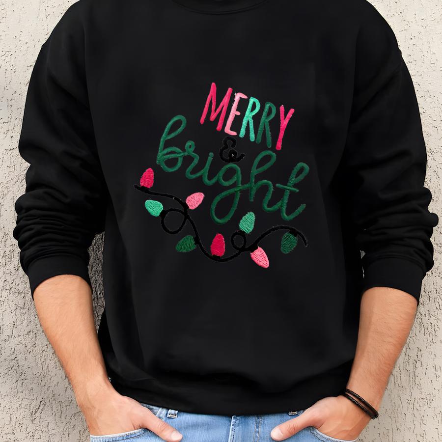 Merry And Bright Christmas Crewneck Quarter Zip Sweatshirt Sweatshirt