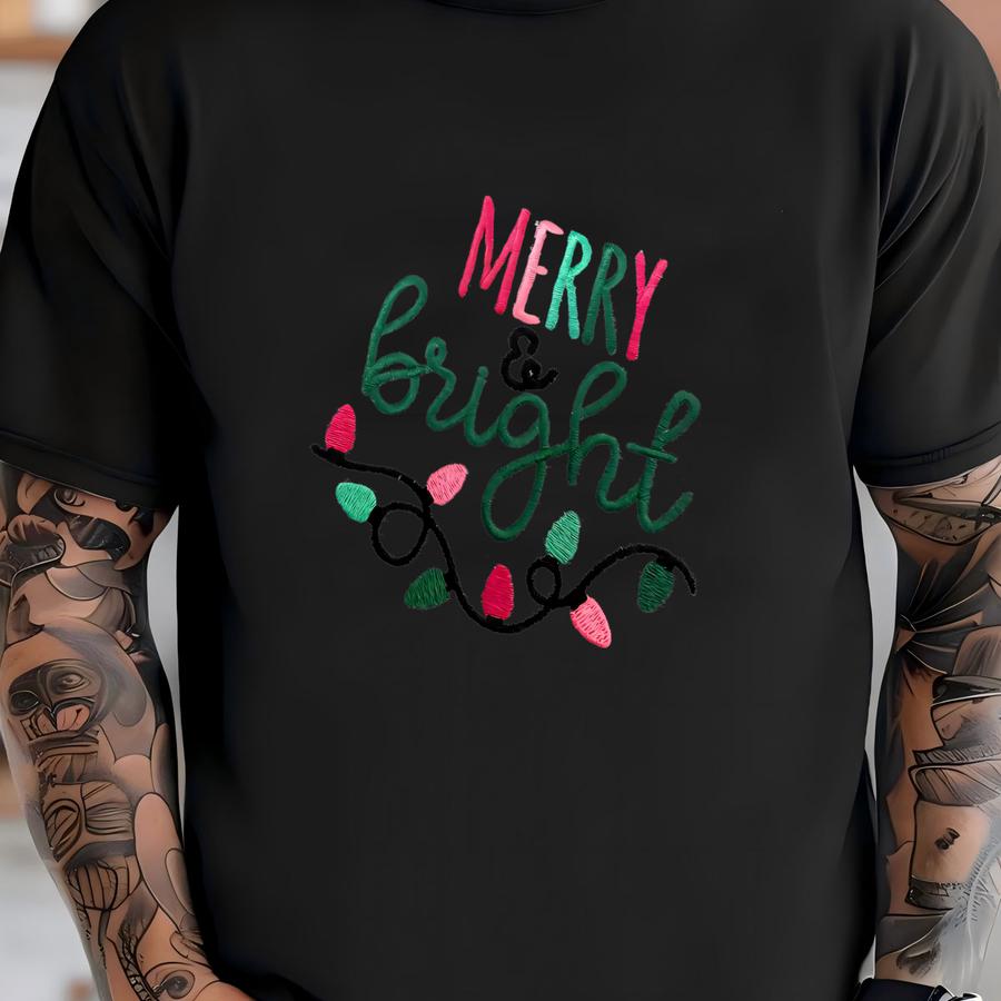 Merry And Bright Christmas Crewneck Quarter Zip Sweatshirt T-shirt