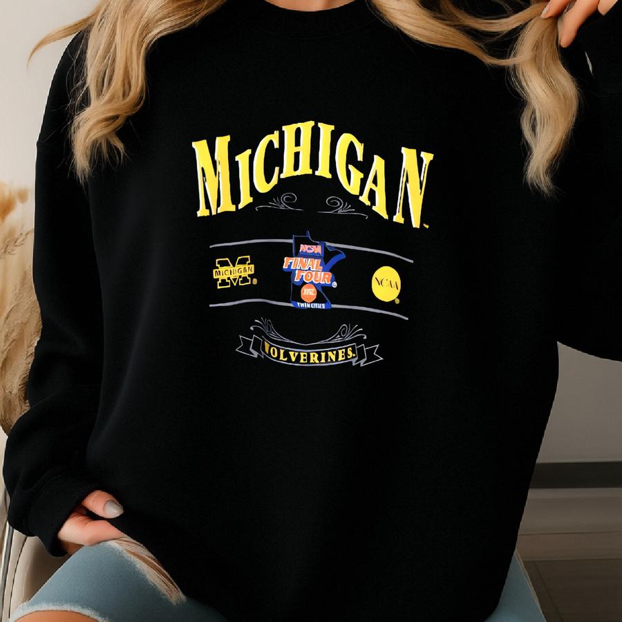 Vintage Michigan Wolverines Ncaa Sweatshirt 1992 Michigan Wolverines Final Four Printed Jumper Michigan University Sweater Size Xl Sweatshirt
