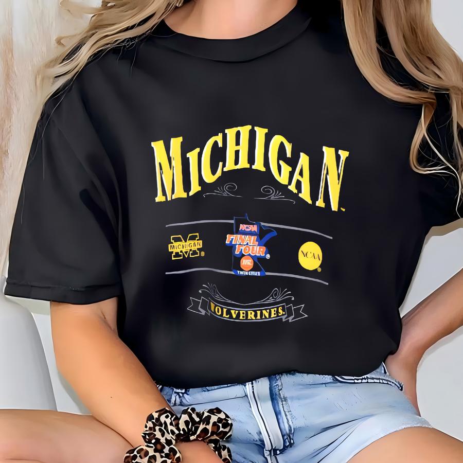 Vintage Michigan Wolverines Ncaa Sweatshirt 1992 Michigan Wolverines Final Four Printed Jumper Michigan University Sweater Size Xl T-shirt