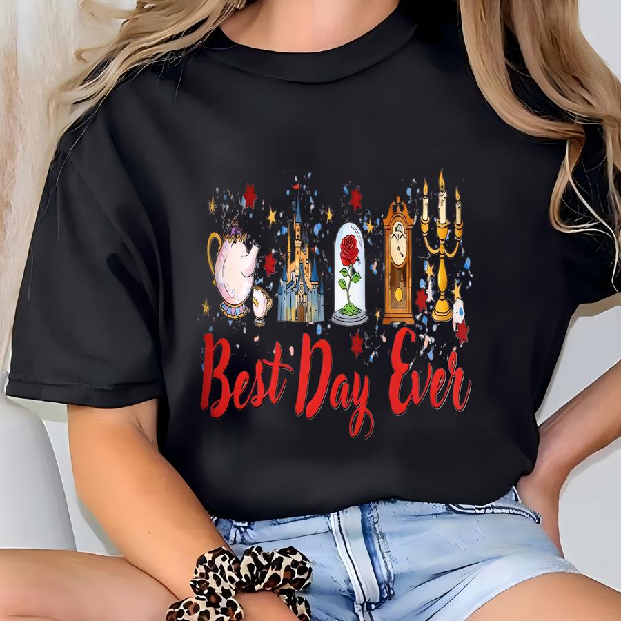 Beauty And The Beast Christmas Sweatshirt, Best Day Ever Xmas Shirt, Princess Belle And Prince Adam Christmas Sweatshirt T-shirt