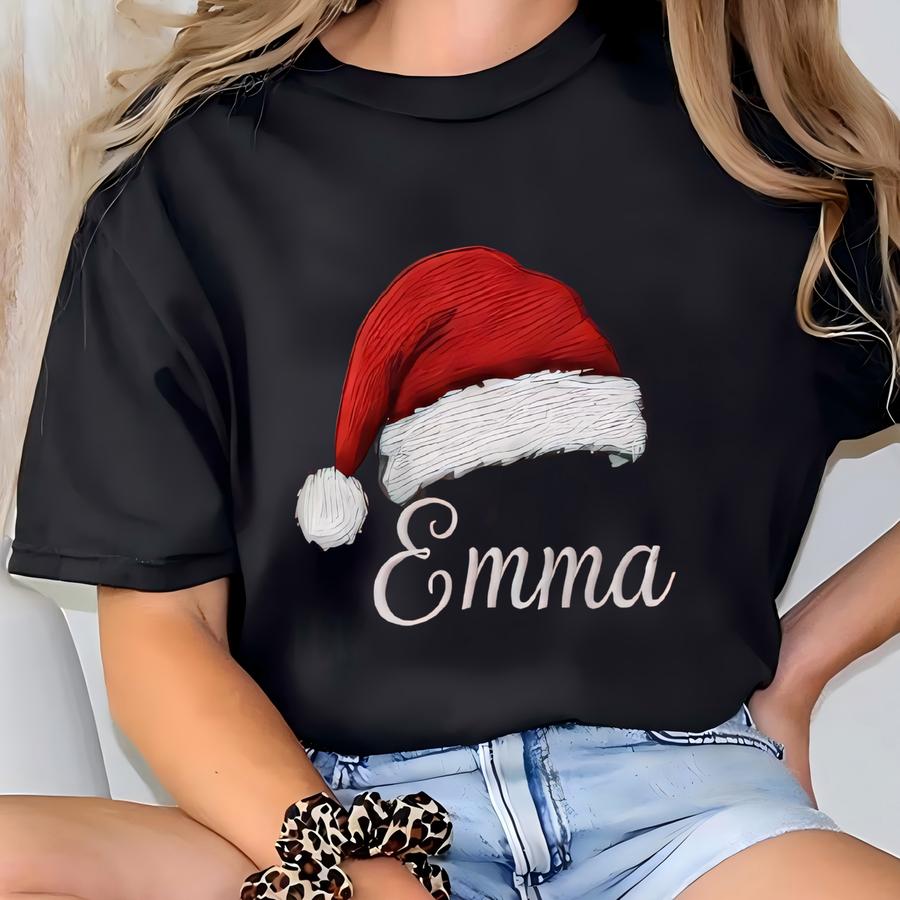 Custom Santa Hat Quarter Zip, Personalized Name Pullover, Quarter Zip Sweatshirt, Quarter Zip Christmas, Quarter Zip Sweatshirt T-shirt