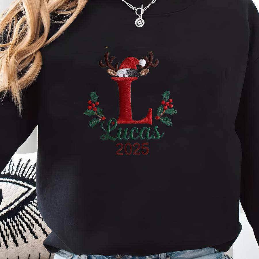 Personalized Letter Name Hand Christmas Ornament, Custom Initial Ornament, Handmade Holiday Tree Decor, Unique Christmas Gift Sweatshirt