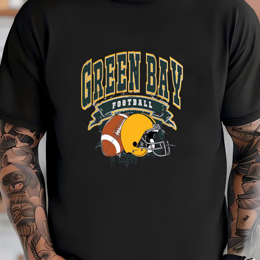 Vintage Style Green Bay Football Unisex Sweatshirt, Green Bay Varsity Crewneck, Green Bay Long Sve, Mascot Game Day Tee, Gift For Her T-shirt