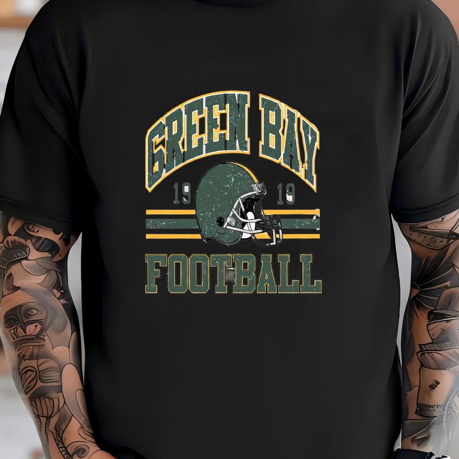 Vintage Style Green Bay Football Unisex Sweatshirt, Green Bay 1919 Crewneck, Green Bay Long Sve, Mascot Game Day Tee, Gift For Her T-shirt