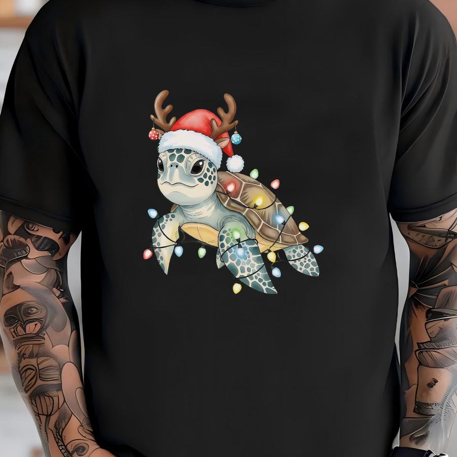 Christmas Turtle Sweatshirt, Cute Sea Turtle Holiday Shirt, Funny Ocean Animal Xmas Hoodie, Marine Lover Christmas Gift, Turtle Christmas T-shirt
