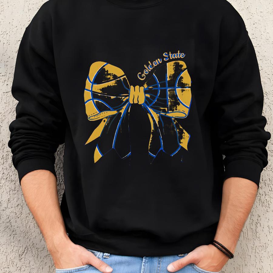 Golden State Basketball Unisex Apparel, Mens Womens T-shirts/crewneck Sweatshirts/hoodies, Gift Sports Fan, Game Day Outfit, Coquette Bow Sweatshirt
