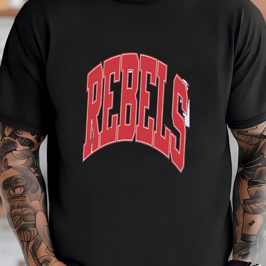 Rebels Sweatshirt, Oversized, Rebels Football, Rebels Basketball, Gift, Rebels Mascot, Football Sweatshirt, School Spirit, Rebels Shirt T-shirt