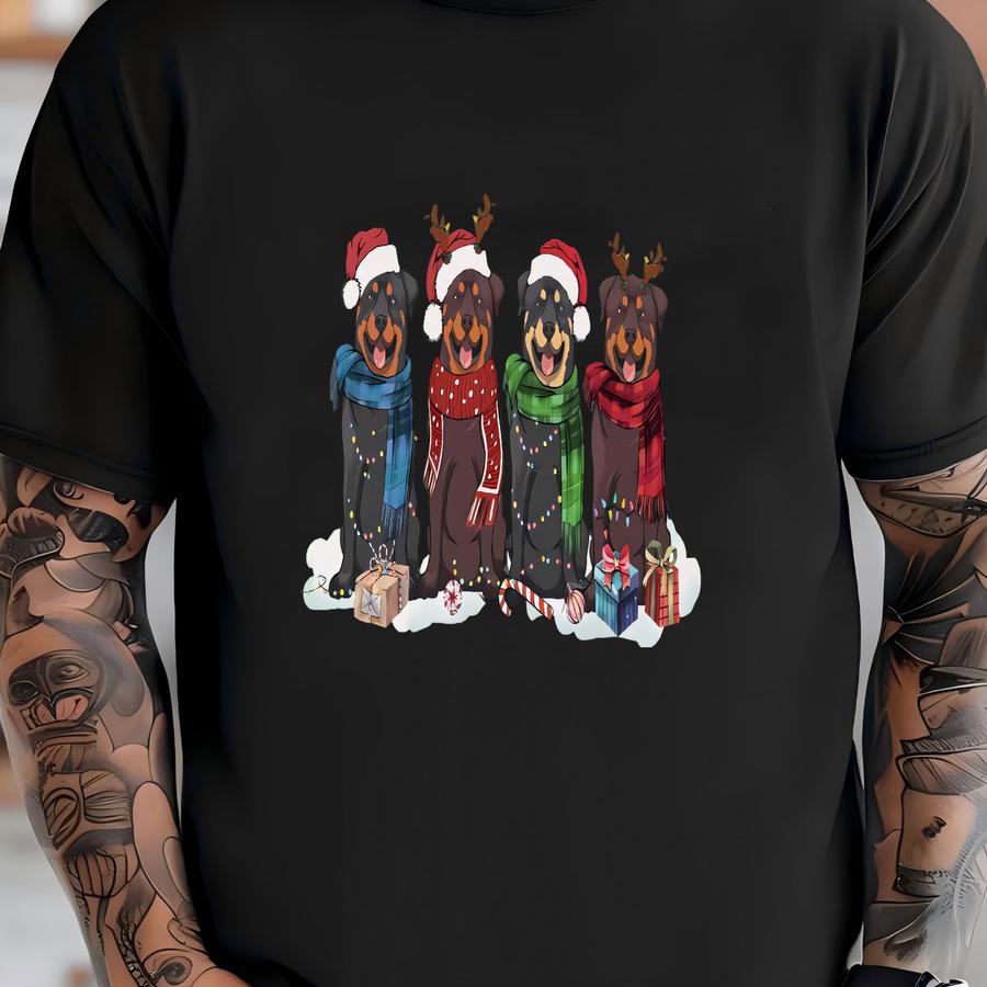 Rottweiler Christmas Sweatshirt, Rottie Dog Lover Xmas Shirt, Rottweiler Hoodie, Rottweiler Gift, Rottweiler Dog Mom, Xmas Graphic Tee T-shirt