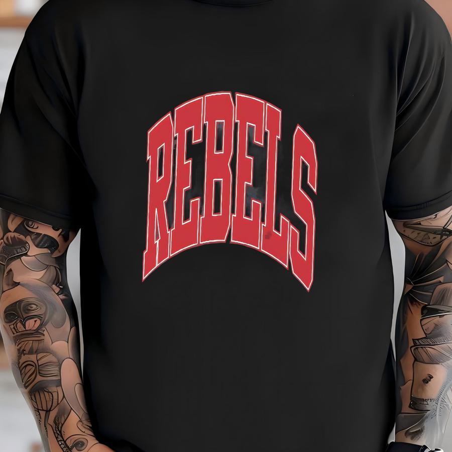 Rebels Shirt, Game Day Shirt, Rebels Football, Varsity Letter, Vintage Rebels Shirt, Rebels Basketball, Gift, Mascot, School T-shirt