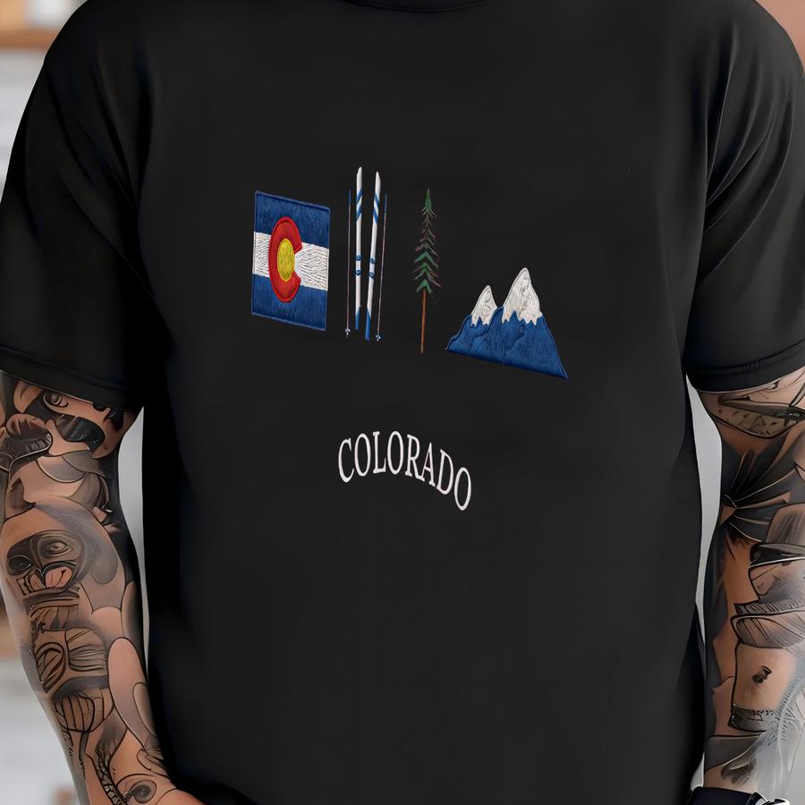 Colorado Sweatshirt | Colorado Icons Crewneck | Aspen Colorado Sweater | Ski Sweatshirt T-shirt